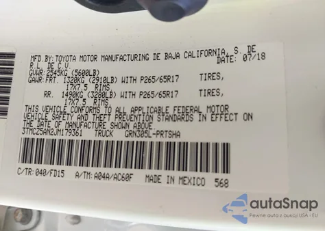 2018 Toyota Tacoma Trd Sport z USA, uszkodzony, nr VIN 3TMCZ5AN2JM179361